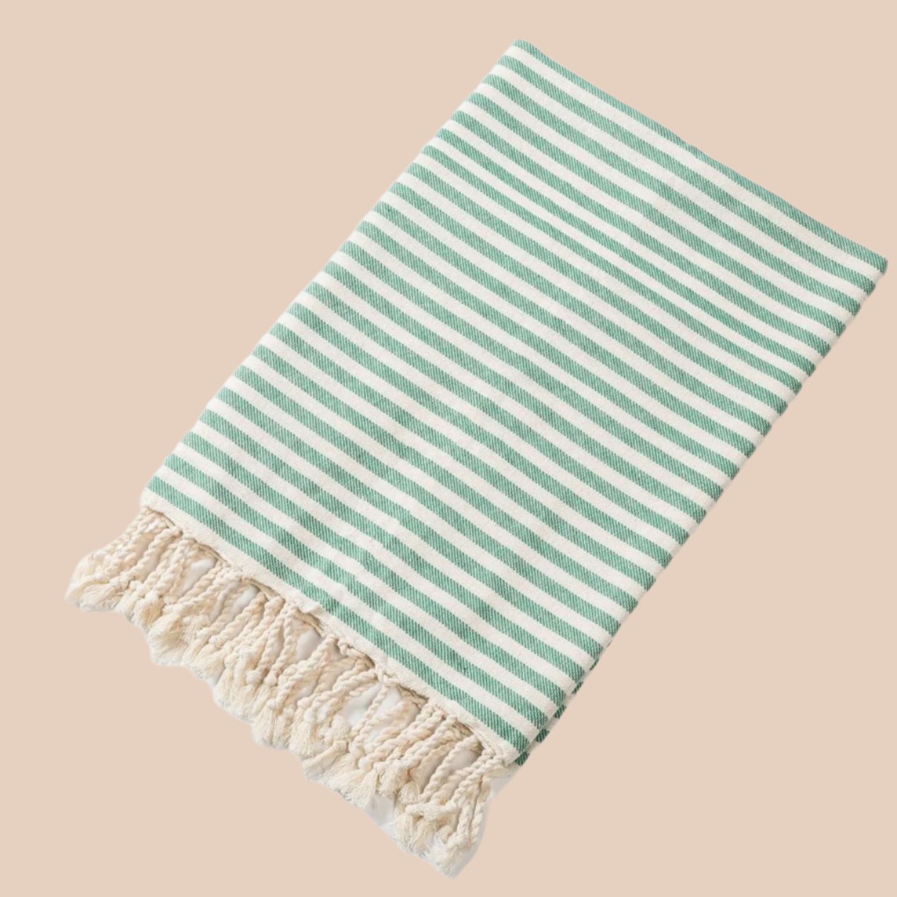 FRINGED STRIPED BEACH TOWEL