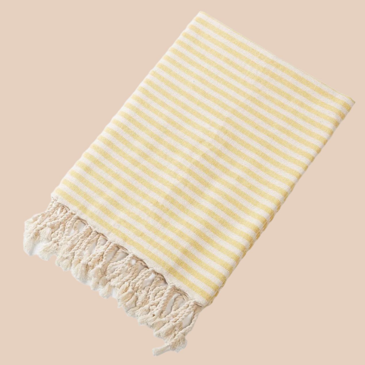 FRINGED STRIPED BEACH TOWEL