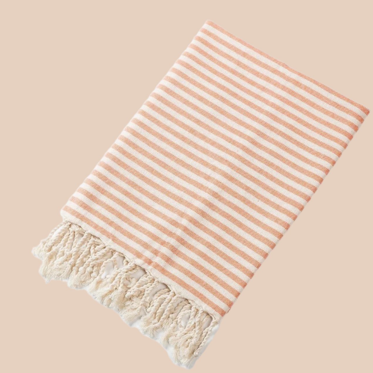 FRINGED STRIPED BEACH TOWEL