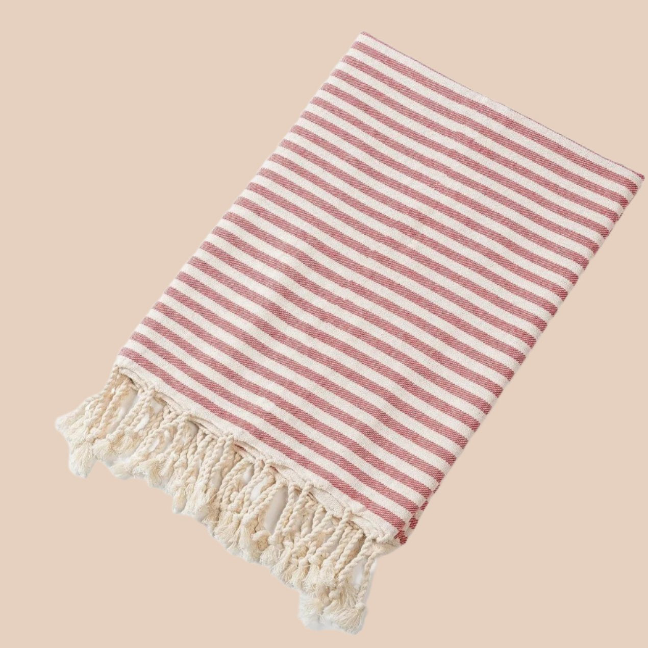 FRINGED STRIPED BEACH TOWEL