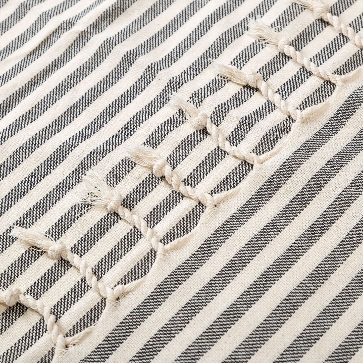 FRINGED STRIPED BEACH TOWEL