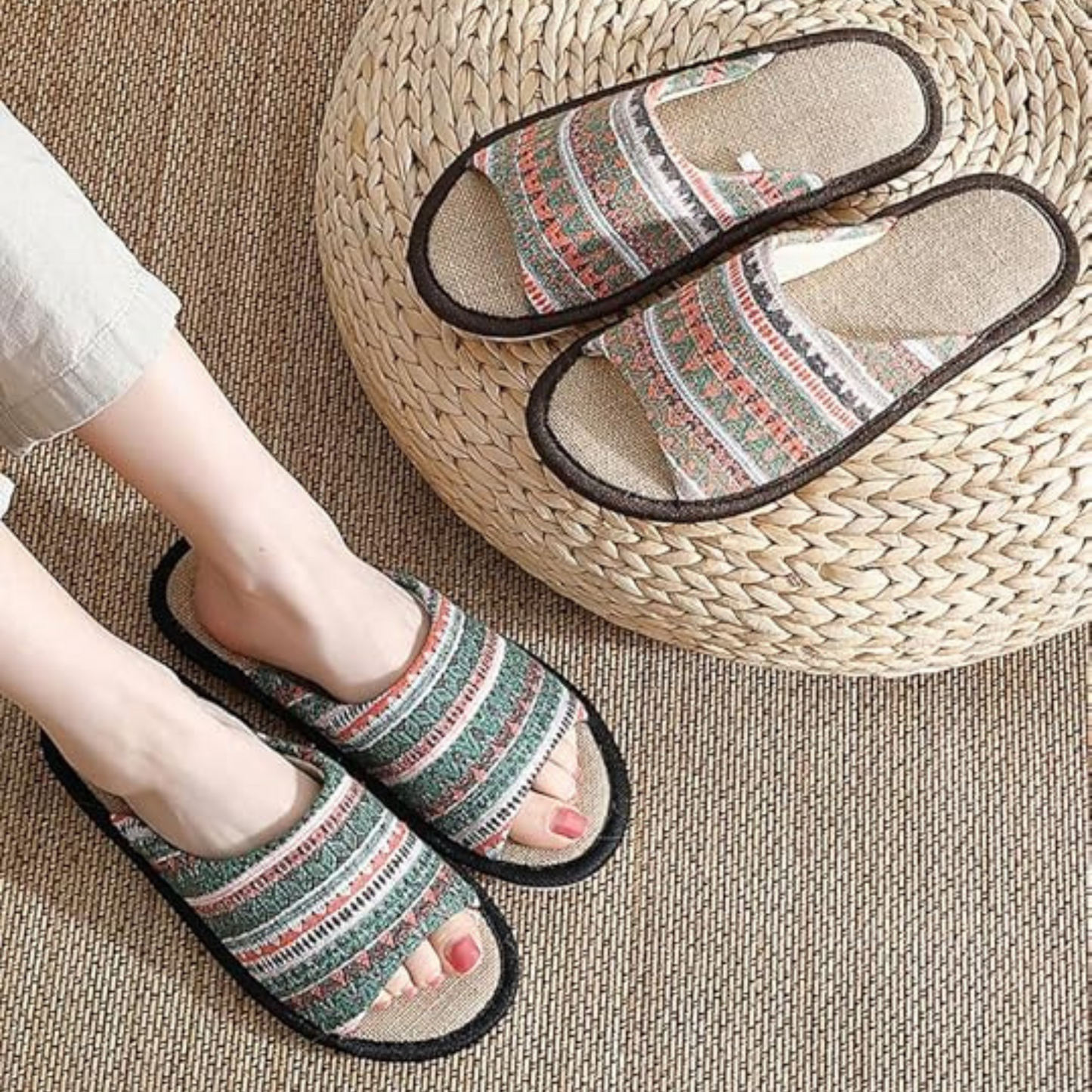 ARTISAN LINEN | TRIBAL-INSPIRED COMFORT FLIP-FLOPS