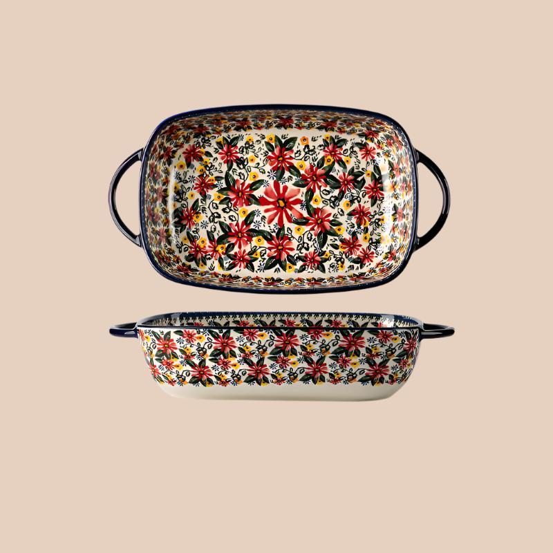 RETRO DINNER PLATE WITH FLORAL PATTERN