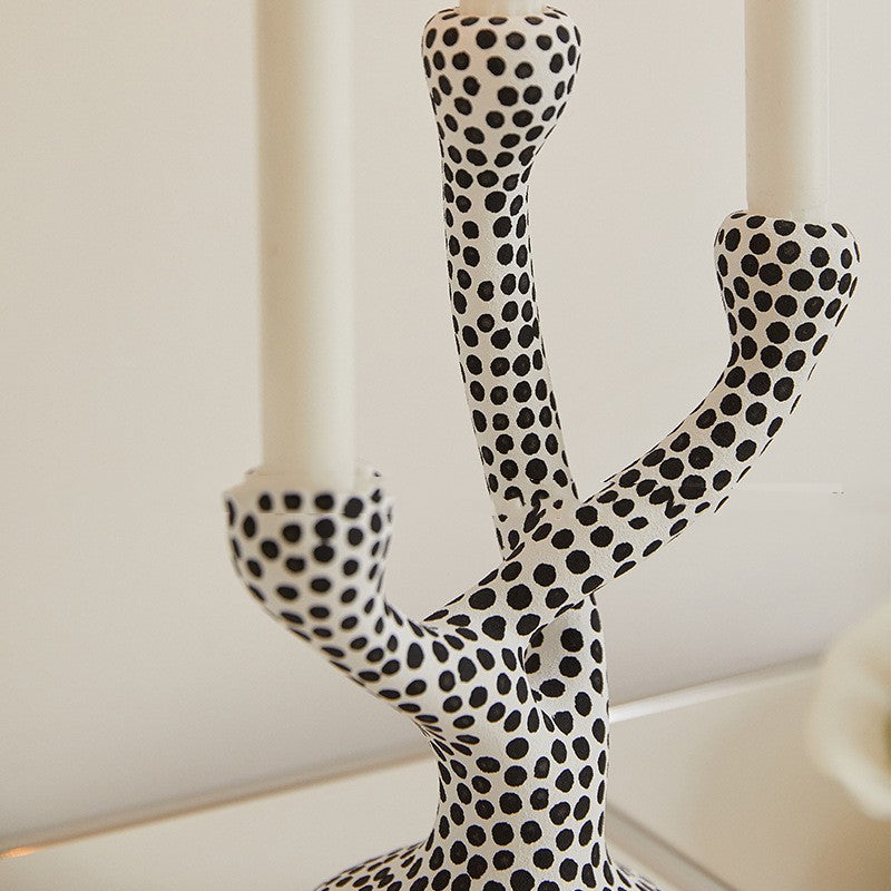 ANTIQUE POLKA DOT CERAMIC CANDLESTICK