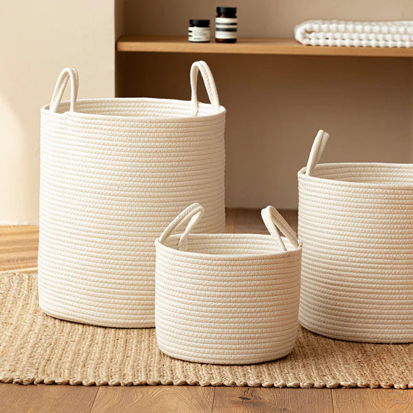 JUTE COTTON HANDWOVEN BASKET