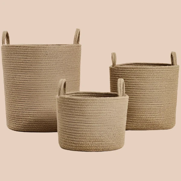 JUTE COTTON HANDWOVEN BASKET