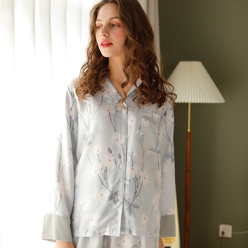 RETRO LITERARY TENCEL PRINTED PAJAMAS