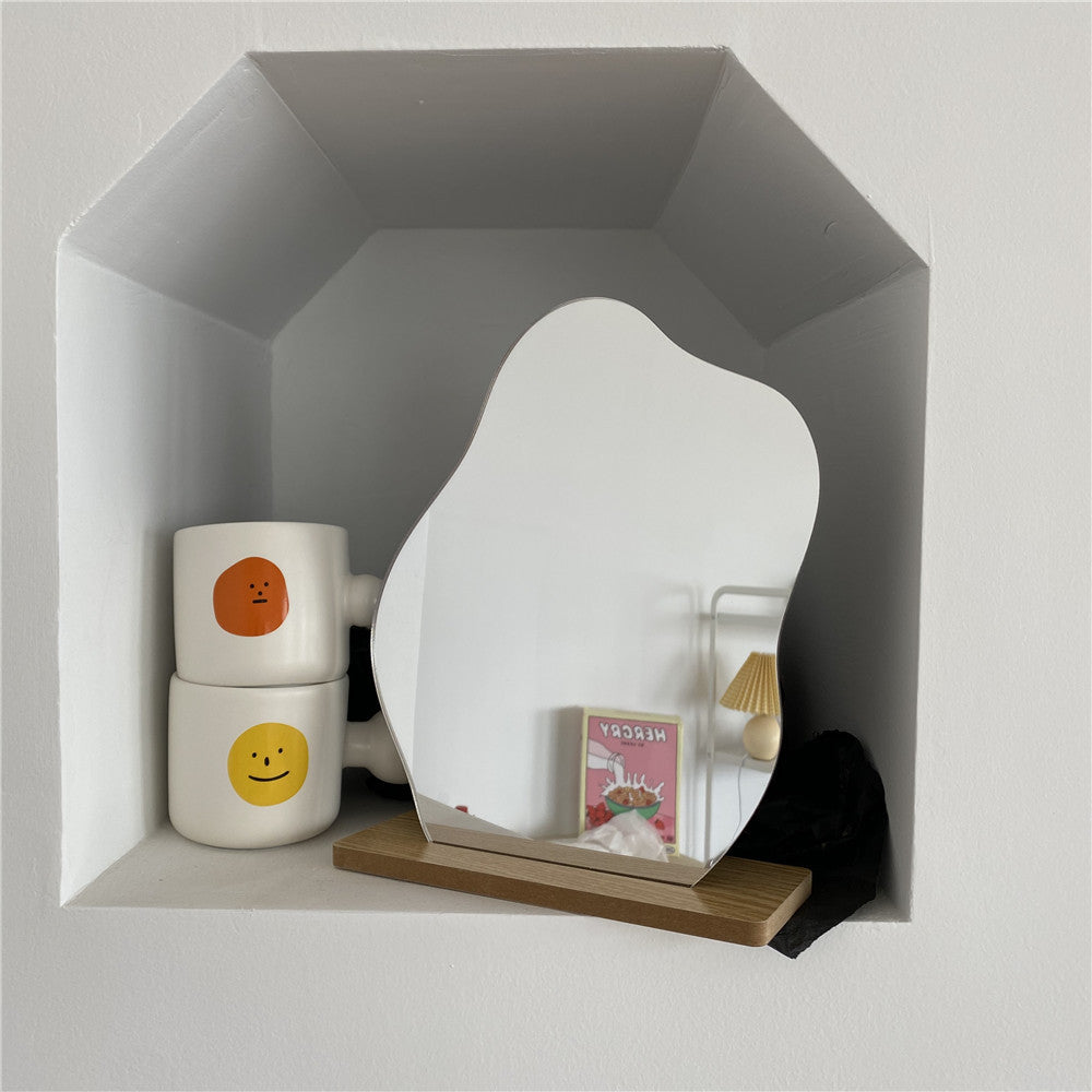 ACRYLIC MAKEUP MIRROR - WOODEN BASE