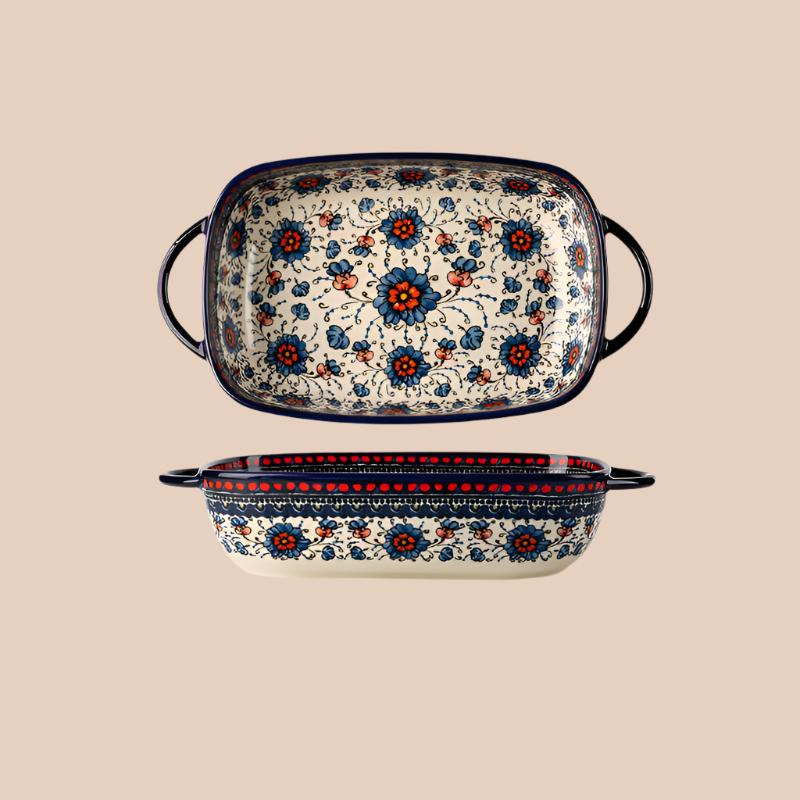 RETRO DINNER PLATE WITH FLORAL PATTERN