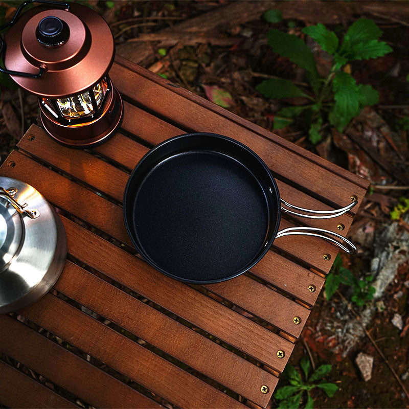 PORTABLE 4-PIECE STAINLESS STEEL CAMPING COOKWARE SET