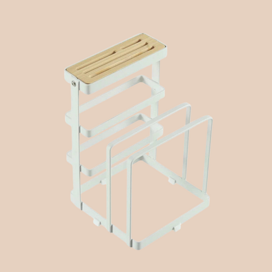 MINIMALISM-STYLE | BAMBOO & IRON KNIFE AND BOARD RACK