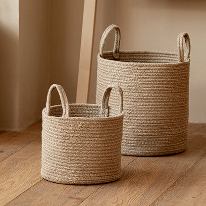 JUTE COTTON HANDWOVEN BASKET