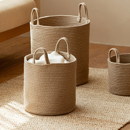 JUTE COTTON HANDWOVEN BASKET